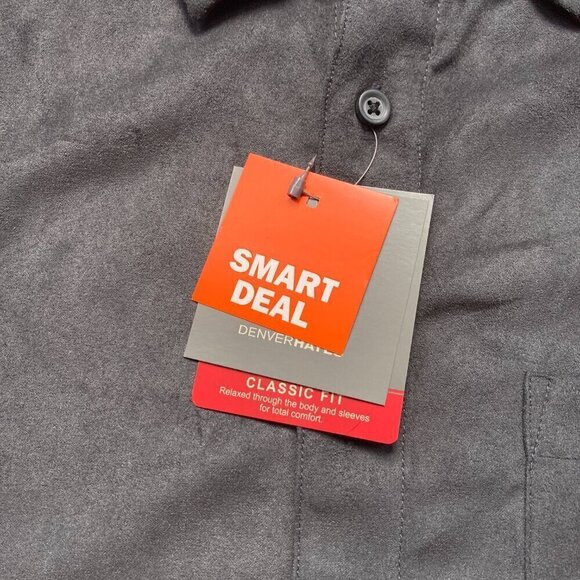 Suede like  DENVER HAYES LUXE MENS FITTED DRESS SHIRT SIZE MEDIUM /CHARCOAL - Picture 3 of 11